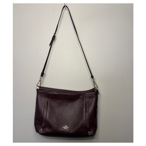 Coach Scout Hobo shoulder/crossbody pebble leather pockets red brown, oxblood - Picture 1 of 11
